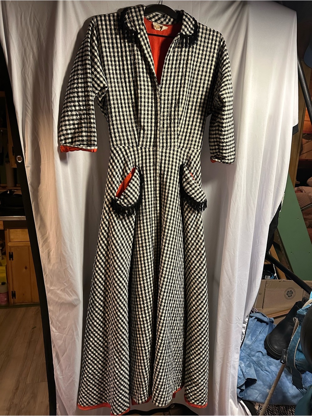 RARE Vintage 1950s Saks Fifth Avenue "New Look" Gingham Princess Dress